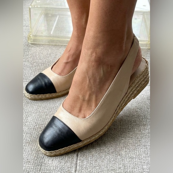 Cap Toe Andre Assous Beige & Black Espadrilles - Picture 7 of 7